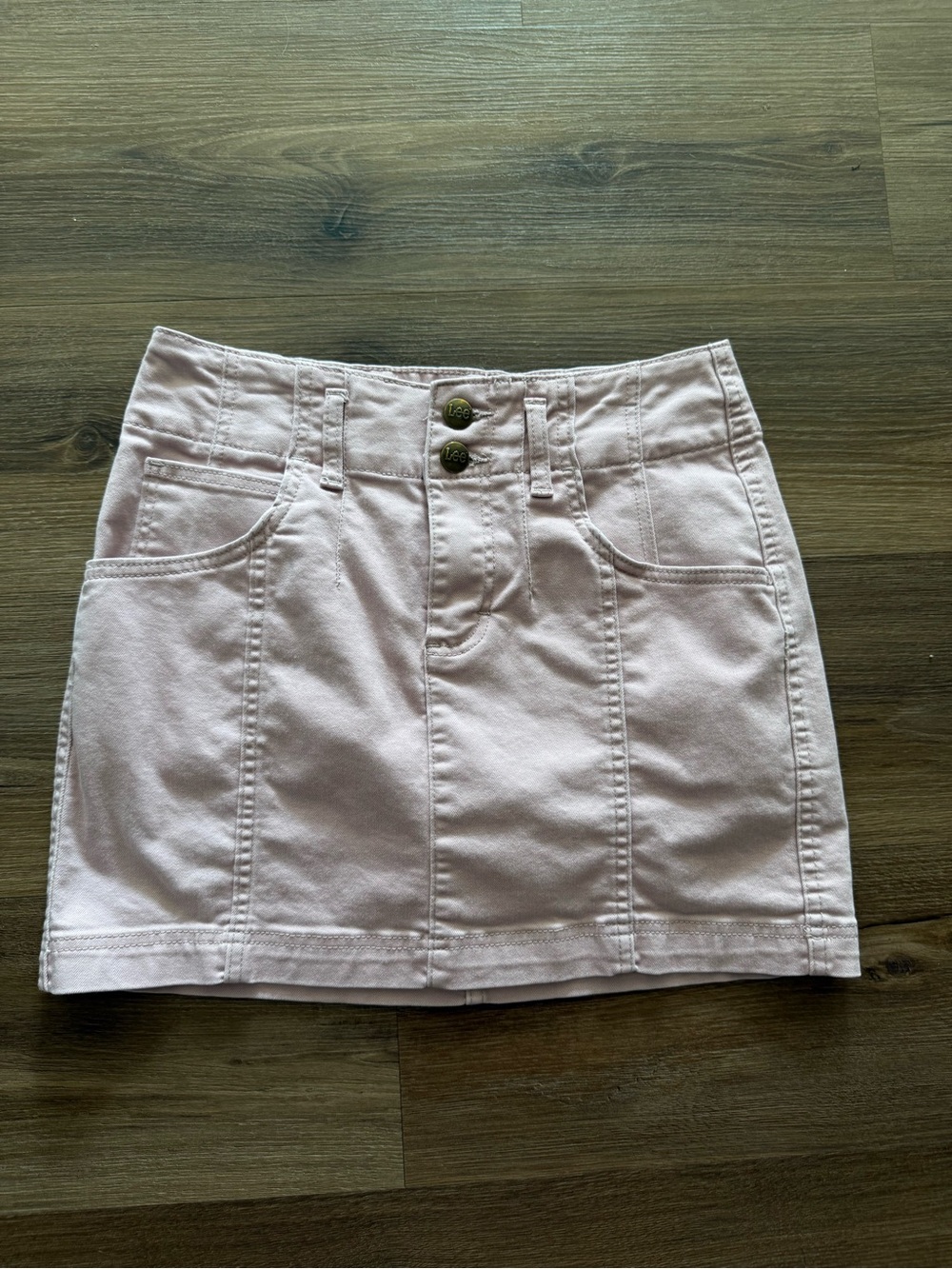 Light Pink Denim Mini Skirt